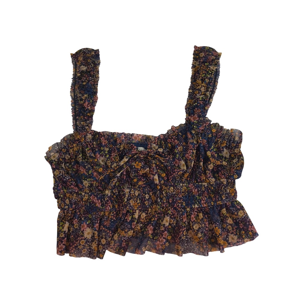 Dress Forum Los Angeles Floral Smocked Ruffle Crop Top — Boho Chic